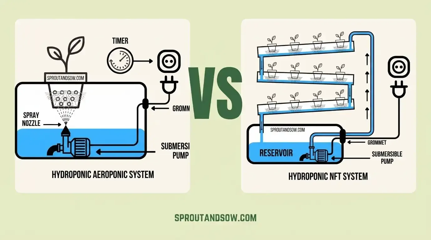 Exploring Advanced Hydroponic Techniques: Aeroponics vs. Nutrient Film Technique (NFT)