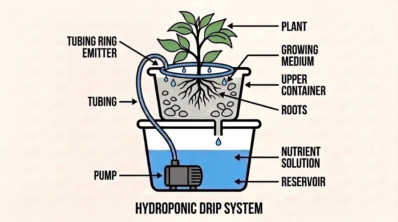 Basic Drawing of a Hydroponic Drip System