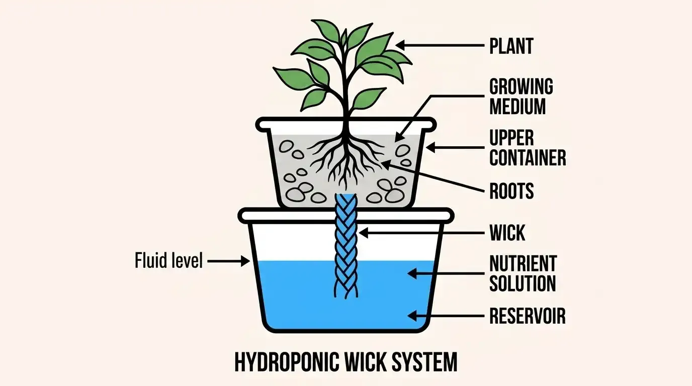 Basic Drawing of a Hydroponic Wick System