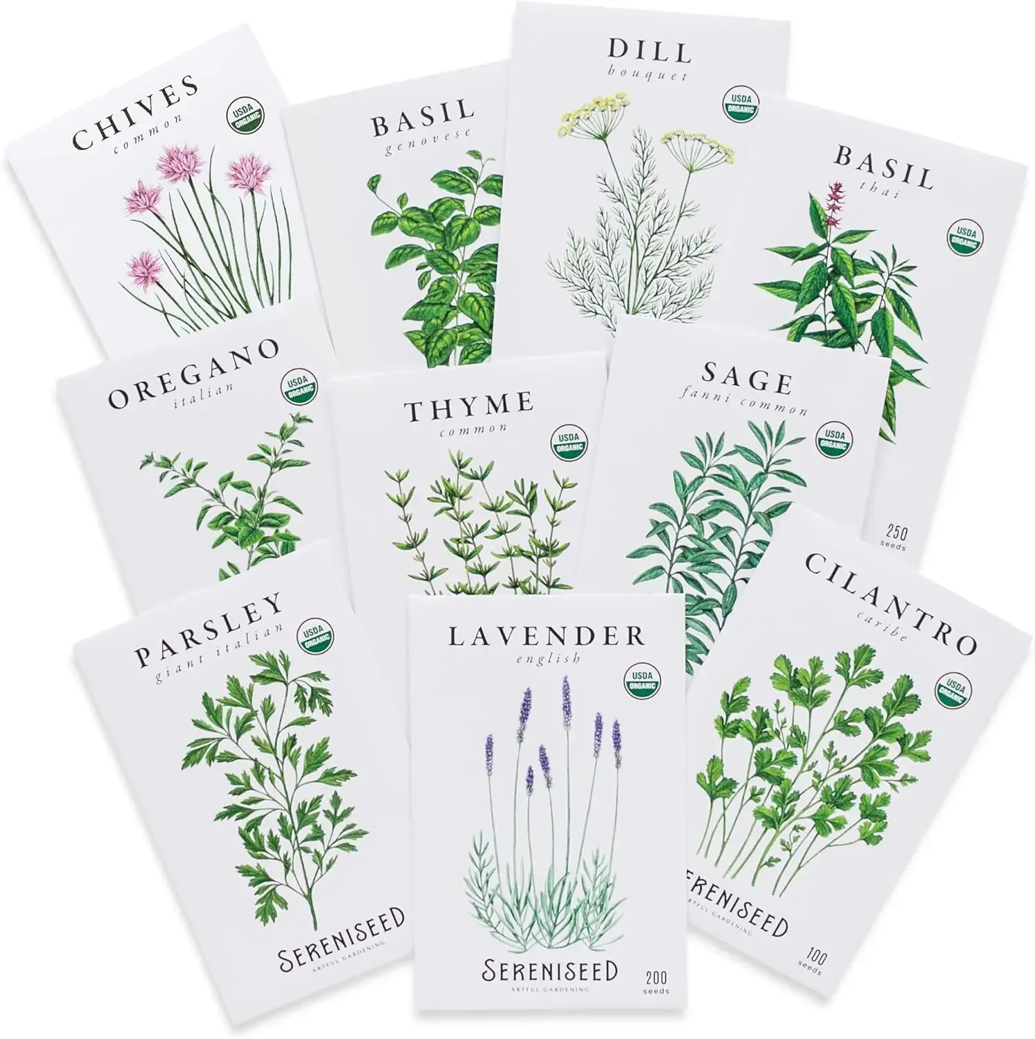 10-Pack Certified Organic Herb Seeds