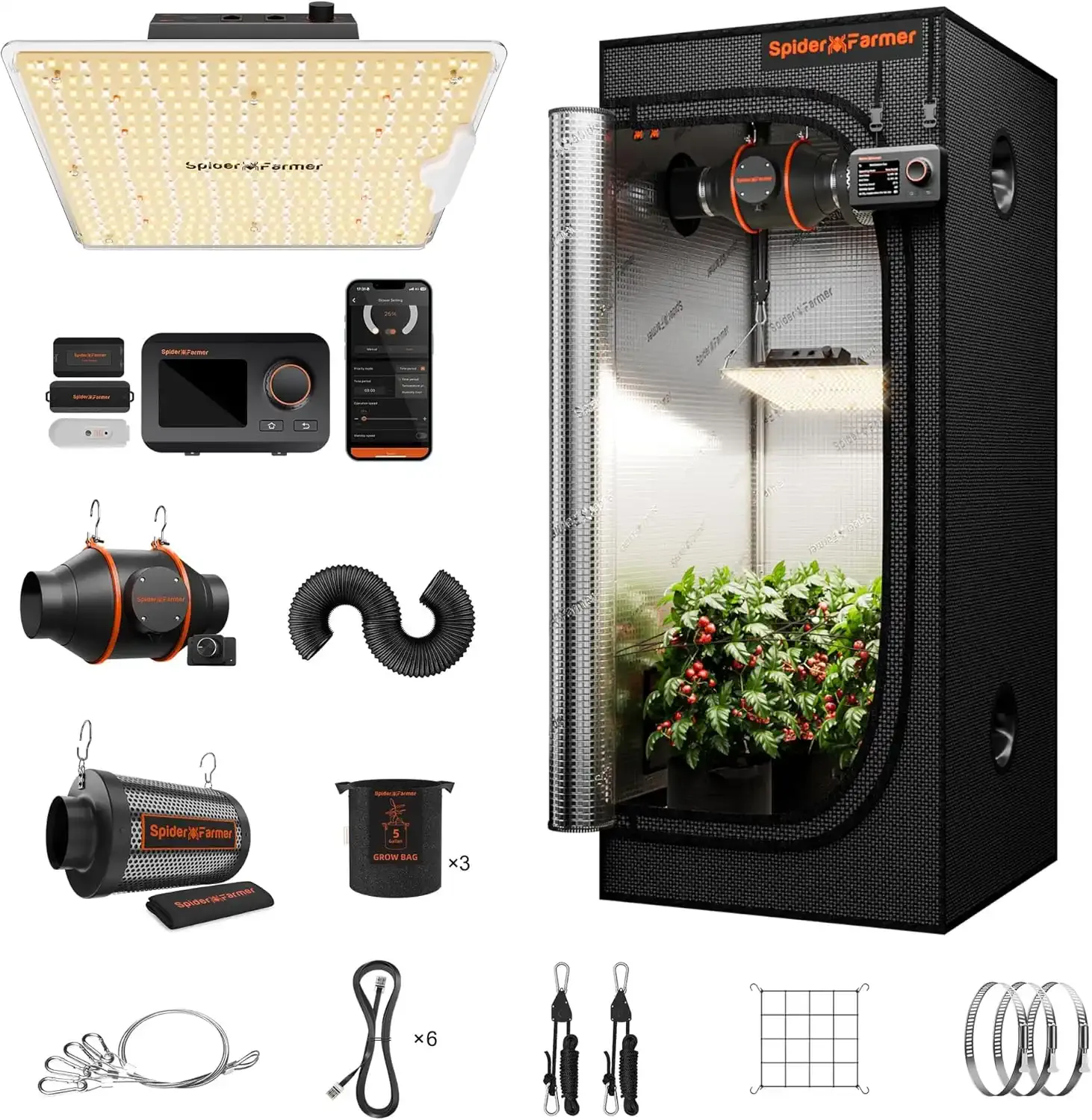 Spider Farmer SF-1000D 2×2x4.6 Complete Grow Tent Kit