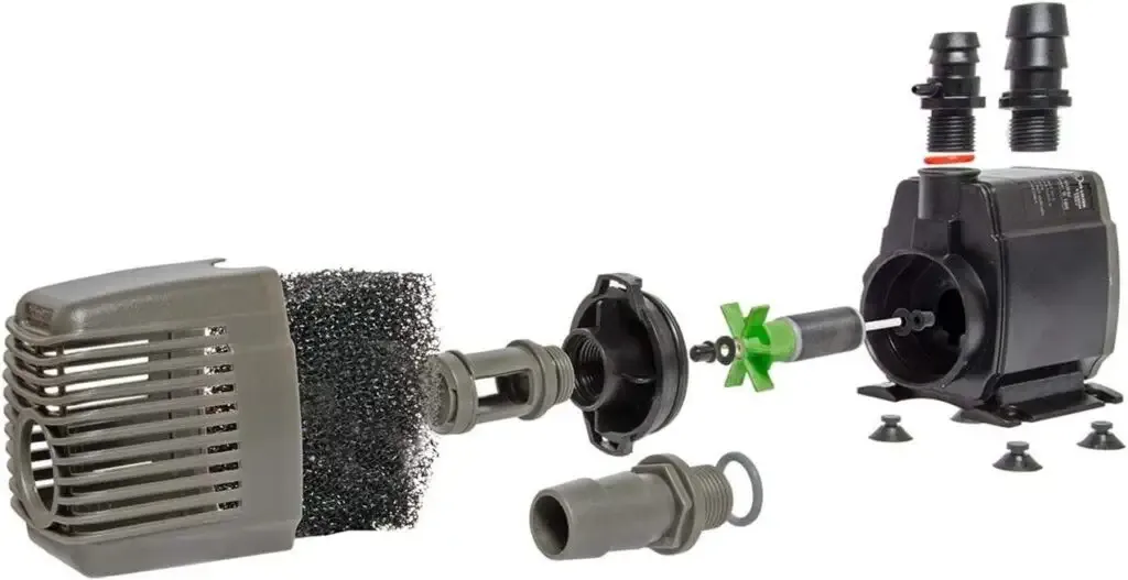 Submersible pump exploded view showing internal components