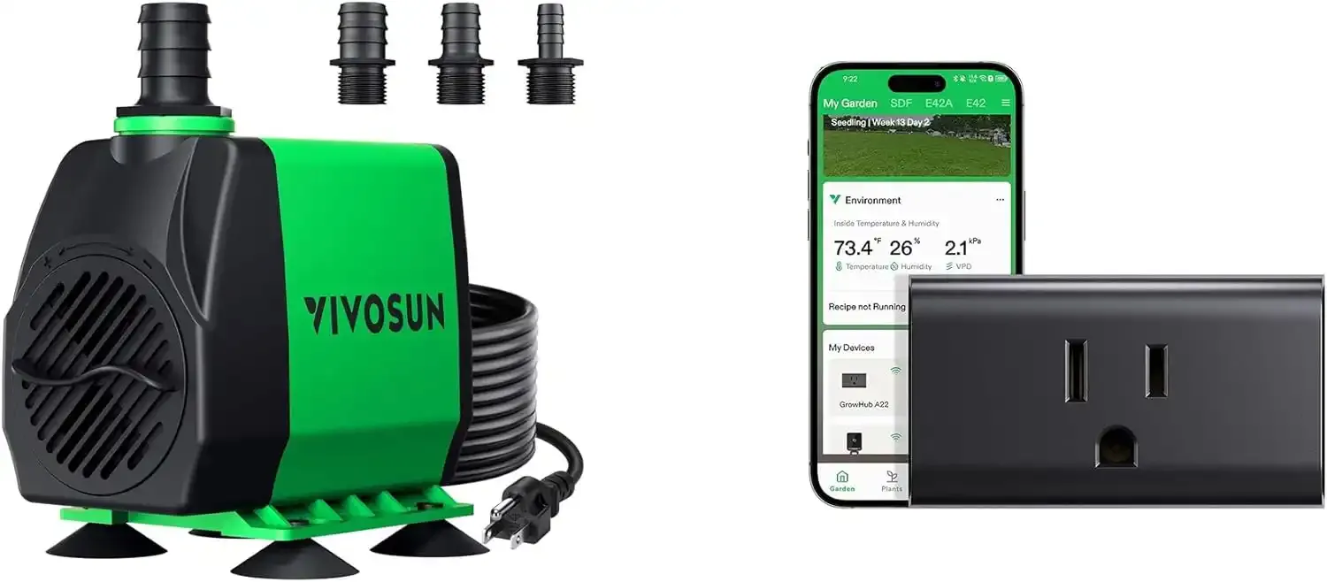VIVOSUN 800 GPH Pump & GrowHub Controller A10