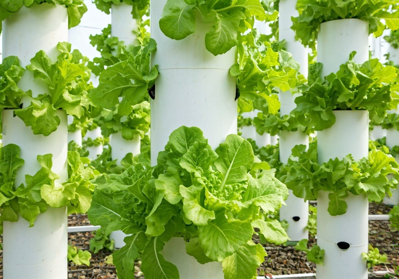 Hydroponic Tower with Lettuce