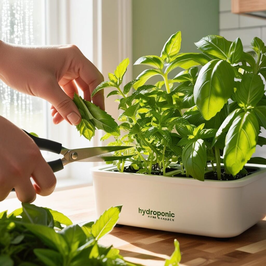 Countertop hydroponic system growing fresh herbs