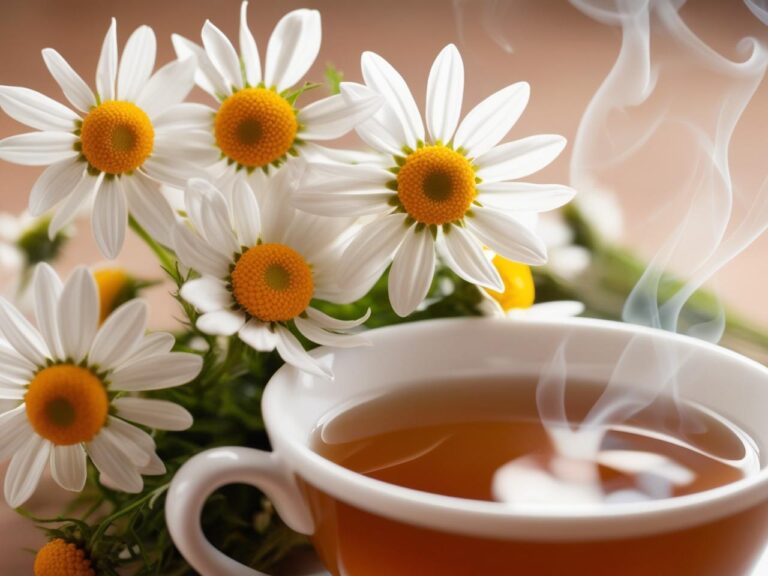 Chamomile flowers and tea